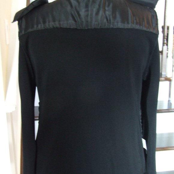 Black Quilted Leather Jacket Cardigan Sweater Channel Style by Nygard Collection - Picture 6 of 8